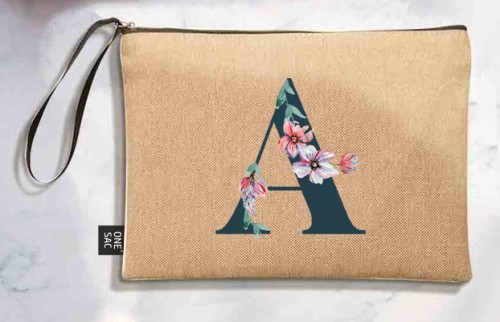 Bolso de mano letra a una pieza (diseño variado) (25×18×1 )